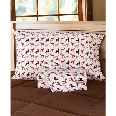 Lakeside Plaid Deer Print Sheet Set for Full Bed