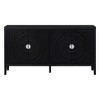 Hostack Sideboard with Circular Groove Doors and Round Metal Handles for Living Room, Black - 2 of 4