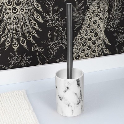 Evideco French Home Goods Marble Effect Freestanding Toilet Brush and Holder Set