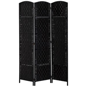 Room Divider, 3 Panel Folding Privacy Screen, 6FT Tall Portable Weave Partition Wall Divider for Bedroom - 1 of 4