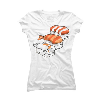 Junior's Design By Humans Cat and Sushi By kimprut T-Shirt