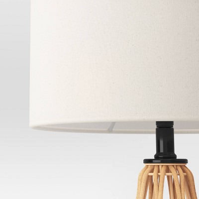 Boho Rattan Table Lamp with Cream Shade