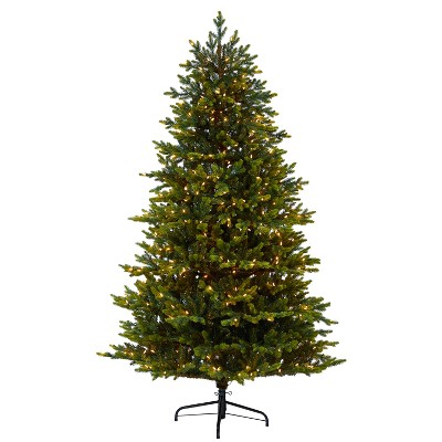 7ft. Fir Artificial Christmas Tree with 550 Clear Lights & 3703 Branches – Majestic Holiday X-Mas Display