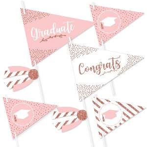 Big Dot of Happiness Rose Gold Grad - Triangle Graduation Party Photo Props - Pennant Flag Centerpieces - Set of 20 - 1 of 4