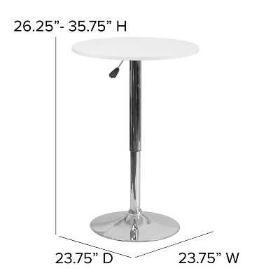 White Round Adjustable Height Wood and Chrome Table