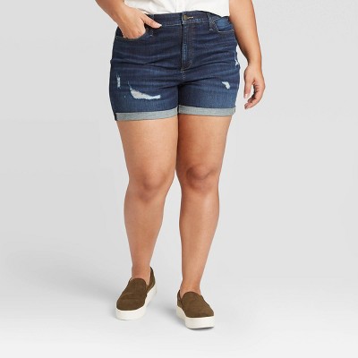 plus size black denim shorts