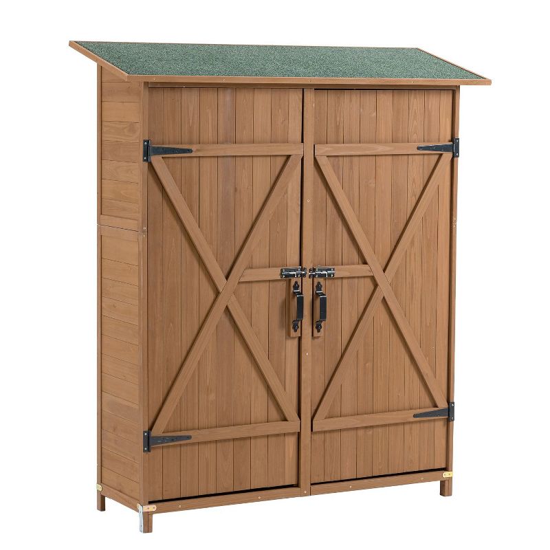 Kelly Wooden Pitch Roof Patio Storage Shed,  Solid Wood Tool Shed with Lockable Door, Outdoor Furniture - Maison Boucle, 2 of 9