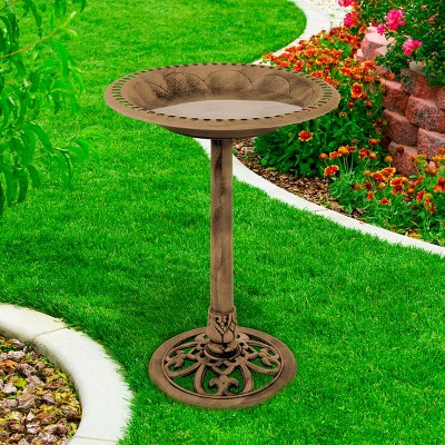 Nature Spring Outdoor Antique Bird Bath - Weather-Resistant Polyresin Basin for Yard and Patio Decor
