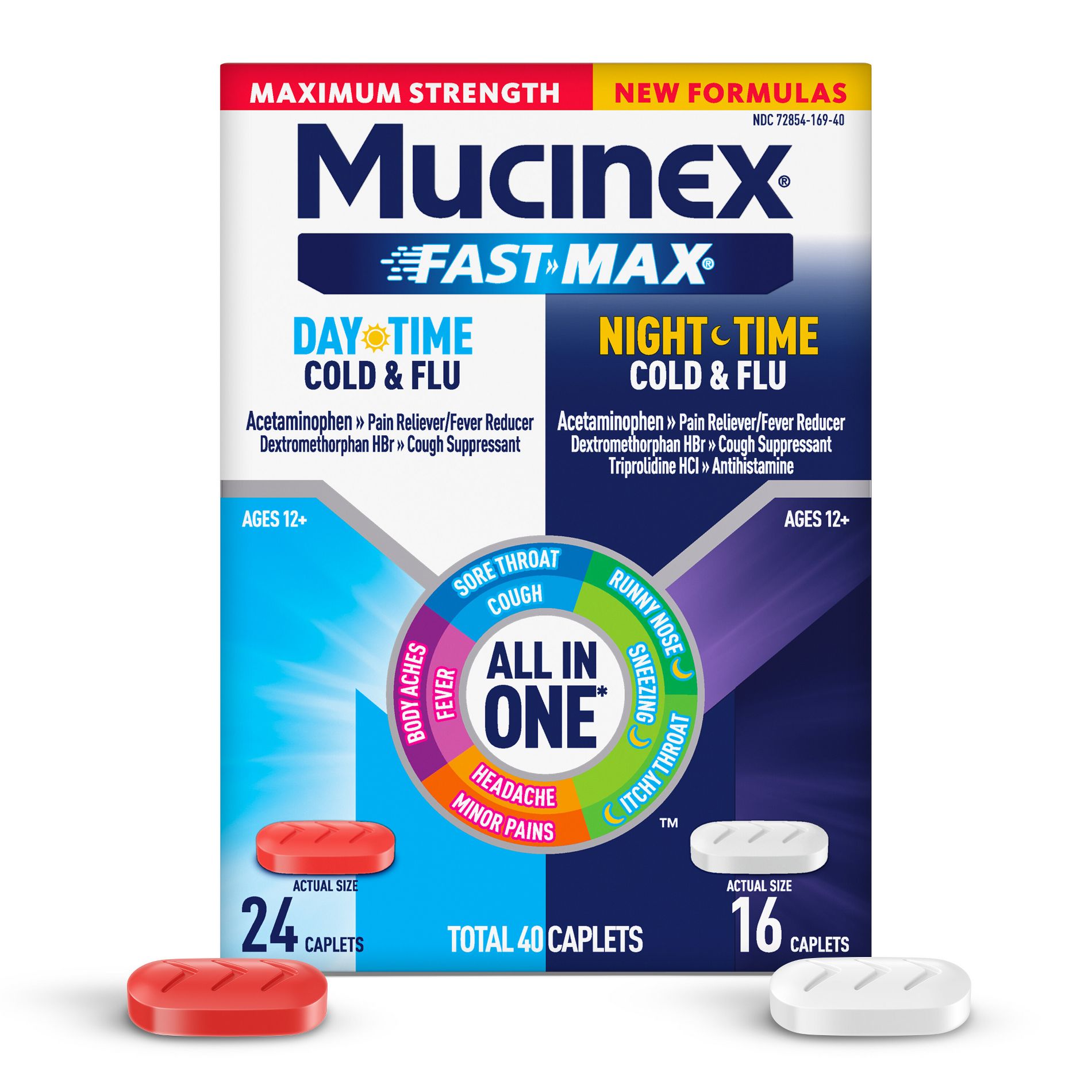 Mucinex FAST-MAX Daytime Cold Flu Nighttime Cold Flu Caplets - 40ct