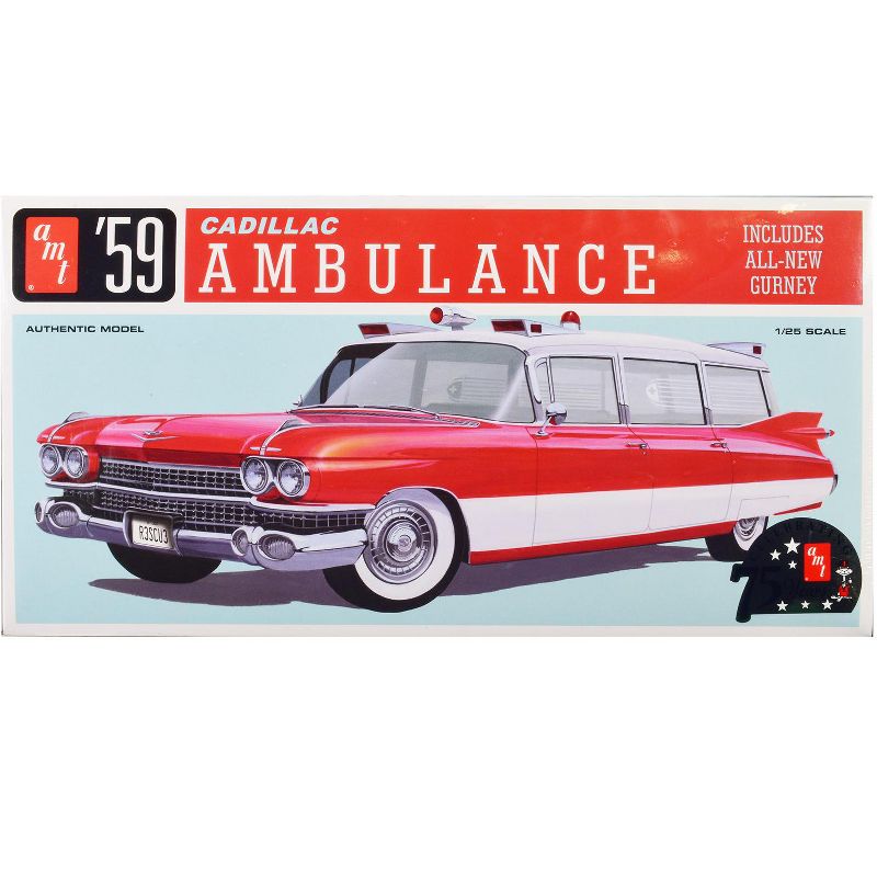Skill 2 Model Kit 1959 Cadillac Ambulance with Gurney Accessory 1/25 Scale Model by AMT, 1 of 5