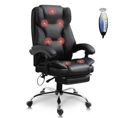 Reclining Office Chair,Desk Chairs,Adjustable High Back Leather Recliner Chair with Footrest-Executive,Thick Padded Strong Metal Base Quiet Wheels