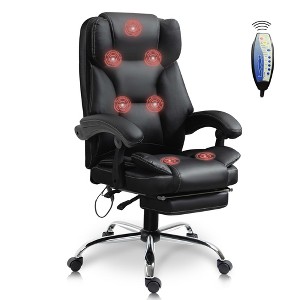 Reclining Office Chair,Desk Chairs,Adjustable High Back Leather Recliner Chair with Footrest-Executive,Thick Padded Strong Metal Base Quiet Wheels - 1 of 4