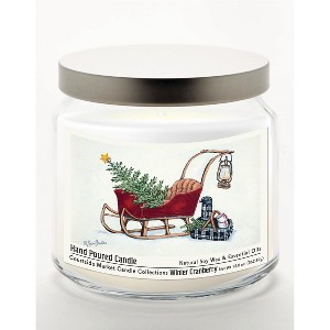 Courtside Market Santas Sleigh 12.8 oz Winter Cranberry Soy Wax Candle Glass Jar with Brushed Silver Metal Lid - 1 of 3