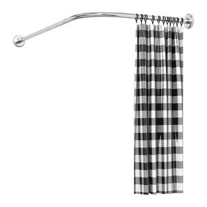 NewHome"Curved L-Shaped Stainless Steel Shower Curtain Rod, Stretchable Bathroom Tub Corner Rack" Silver - 1 of 4