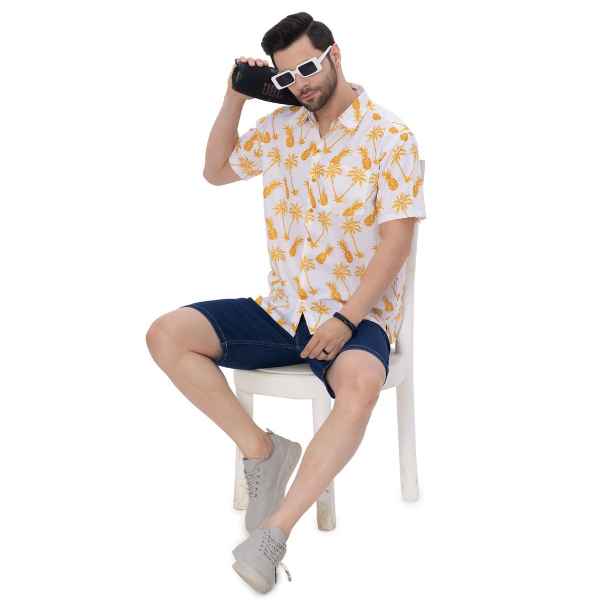 HAPPY BAY Mens Short Sleeve Button Down Shirts for Men XXL Pineapple White - thumbnail 6