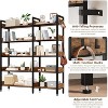 65.4 in 5-Tier Corner Bookshelves, Convertible Storage Shelf with 4 Hooks, Retaining Panel, Tall Wooden Display Shelf with Metal Frame - 3 of 4
