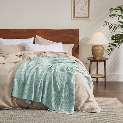 Bedsure | Waffle Weave 100% Cotton Solid Blanket For All Season, Breathable and Soft, Waffle Weave Blanket for Summer Spring, Bed Blanket, Best Gift