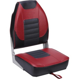 2 Pack High Back Folding Boat Seats, Comfortable Fishing Boat Chairs with Thick Cushion Padding and Hinged Design, Durable Marine Seating - 1 of 4