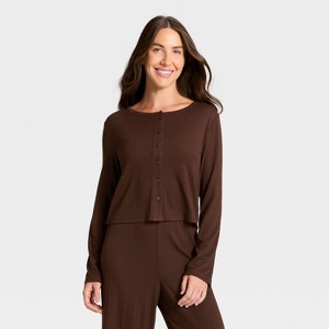 Women's Variegated Ribbed Pajama Cardigan - Auden™ - 1 of 3
