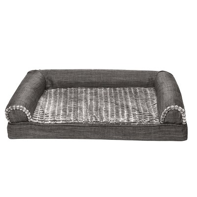 Charcoal Orthopedic Faux Fur Medium Pet Sofa Bed