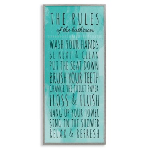 Stupell Industries Bathroom Rules on Turquoise, 13" x 30" - 1 of 4
