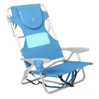Ostrich Ladies Comfort & On-Your-Back Lightweight Beach Reclining Lawn Chair with Backpack Straps, Outdoor Furniture for Pool, Camping, or Patio, Blue