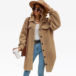 Womens Cozy Fleece Long Coats Button Down Faux Fur Jackets with Flat Pockets Fuzzy Jackets Thick Fleeced Winter Warm Coats Long Outwear - 1 of 4