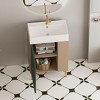 FAMYYT 21.6 in. Single Sink Freestanding Green Bath Vanity with White Ceramic Top, Open Shelf Storage, Right Side - 3 of 4