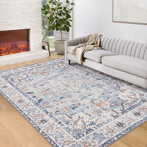 Vintage Area Rugs Washable Medallion Floor Cover with Non-Slip Backing - 1 of 4
