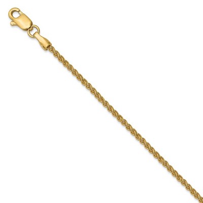 Black Bow Jewelry 14k Yellow Gold 1.5mm Solid Wheat Chain Anklet, 10 Inch