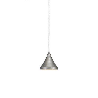 Toltec Lighting Vintage 1 - Light Pendant in  Aged Silver with 7" Aged Silver Cone Metal Shade Shade