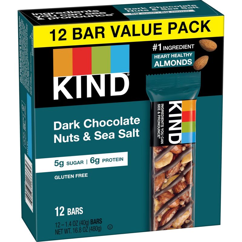 Kind Dark Chocolate Nuts & Sea Salt Nutrition Bars 12ct / 1.4oz, 4 of 15