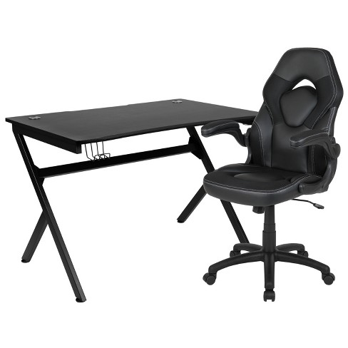 Flash Furniture Gaming Desk and Racing Chair Set with Cup Holder, Headphone Hook & 2 Wire Management Holes - image 1 of 4