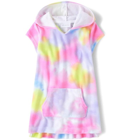 The Children's Place Girls Short Sleeve Tie Dye Cover-Up Pink M (7/8)