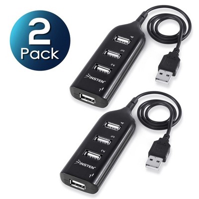 Insten 2 Pack 4 Port USB Hub 2.0, Black