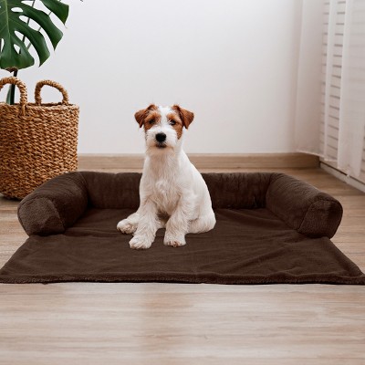 Petmaker 36" Dark Brown Plush Dog Bed with Memory Foam Bolster