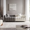87.4'' Gray-White Velvet 3 Seater Sofa with Bubble Upholstery, Modern Upholstered Couch with Metal Legs and 2 Pillows for Living Room-Maison Boucle - 3 of 4