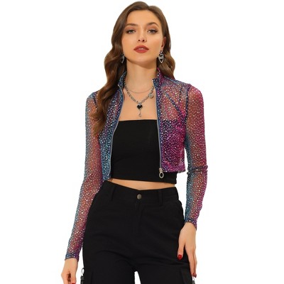 thumbnail image 2 of Fur Sweater Women's Cropped Coat Xintianji Women's Faux Fur Cropped Jacket Fluffy Sweater For Women 2 of 9