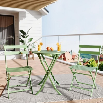 3-Piece Folding Bistro Set, Foldable Patio Furniture Set with Premium Frame, Outdoor Bistro Table and Chairs Set of 2 for Patio, Garden and Balcony