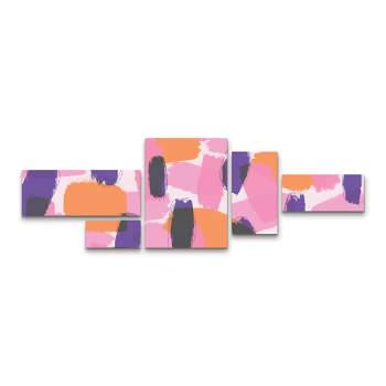 Trademark Fine Art Treechild Layered Purple Strokes Pattern 5 Piece Panel Set Art