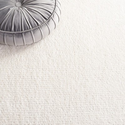 Ivory Geometric Hand-Knotted Round Synthetic Rug