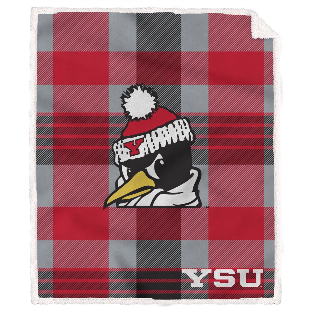 Photos - Duvet NCAA Youngstown State Penguins Plaid Steel Royal Plush Faux Shearling Blan