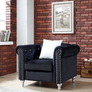 Upholstered Elegant Armchair with Round Arms, Comfortable Seating and Easy Assembly for Living Room - 1 of 4
