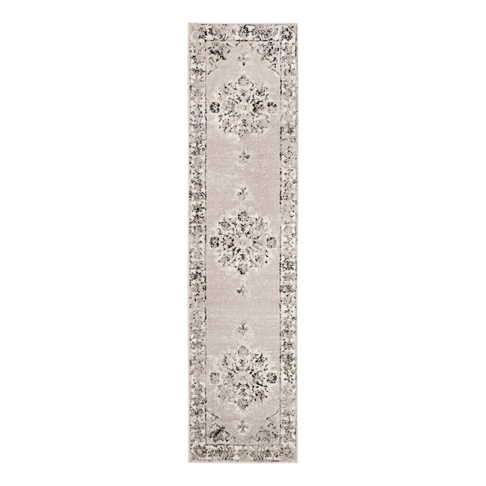  Runner Gray/Ivory Floral Loomed