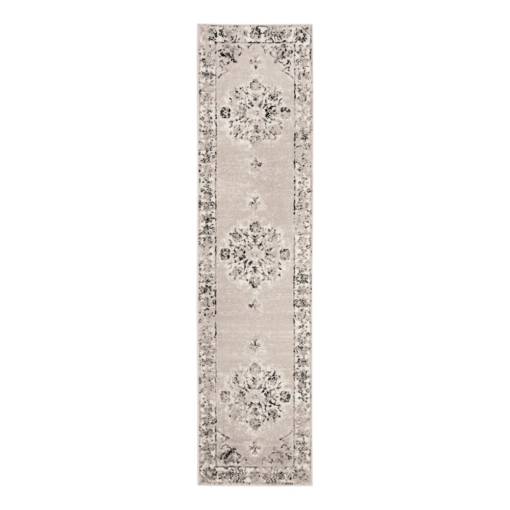 2'x8' Runner Gray/Ivory Floral Loomed - Safavieh