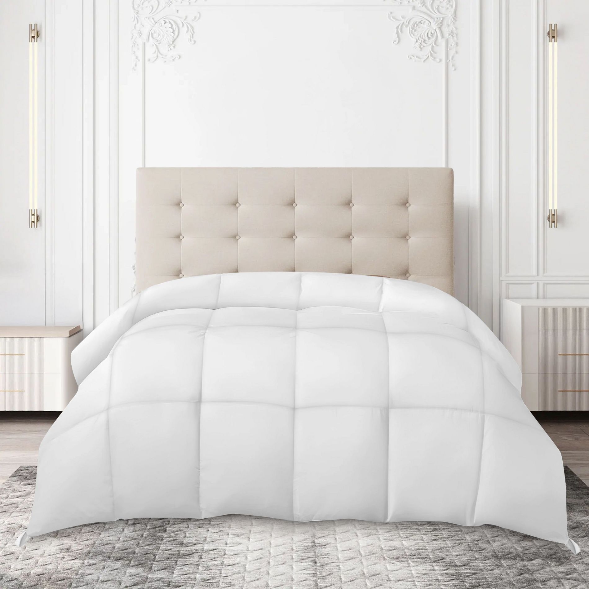 Down Alternative Comforter Ultra Soft All Season Solid Color Comforter with Corner Tabs Microfiber Duvet Insert - Lux Decor Collection