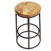 The Urban Port 24" Mango Wood Counter Height Barstool with Iron Base Brown/Black - 2 of 4