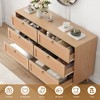 Sapphtopaz Modern Double Dresser with 6 Rattan Drawers, Wood Closet Storage with Alloy Ring Pulls for Entryway Versatile Dresser for Bedroom - 3 of 4