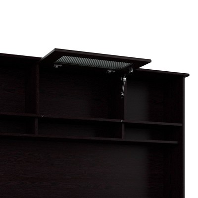 Espresso Oak L-Shaped Computer Desk with Hutch and Storage