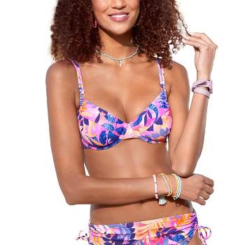 LASCANA Women's Tropical Print Underwire Bikini Swimwear Top